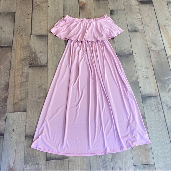 Boutique maternity Dress Pink Maxi Strapless S - Picture 1 of 7